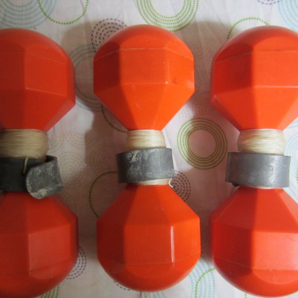 3-ORANGE FISHING DUMBBELL BOUY MARKERS - Picture 2 of 7